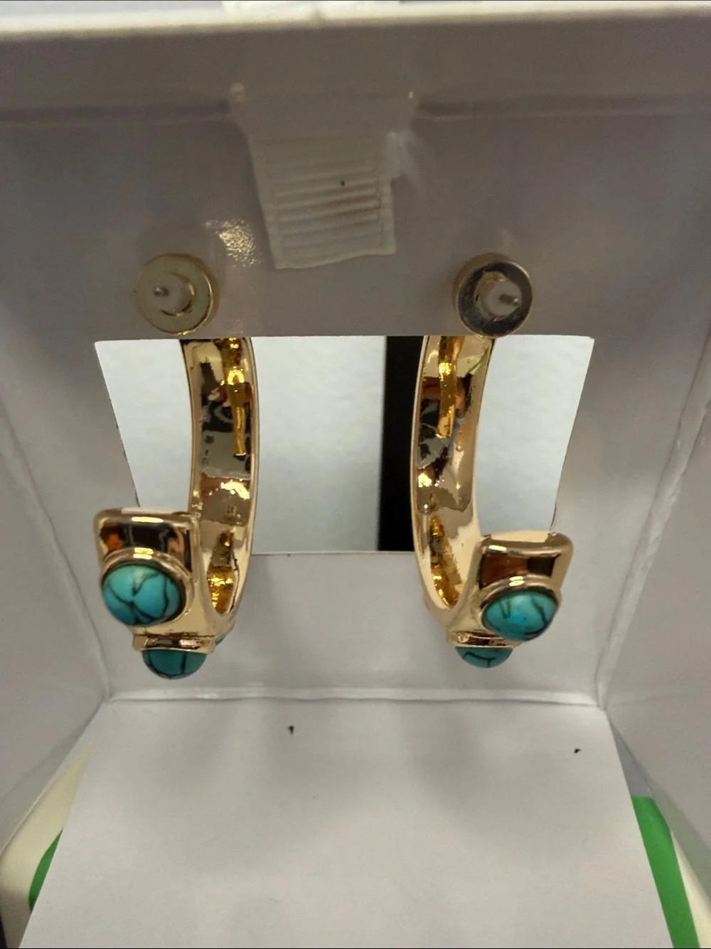 Piper K | Reconstituted Turquoise Gold Hoop Earrings Coastal Cowgirl Vibe